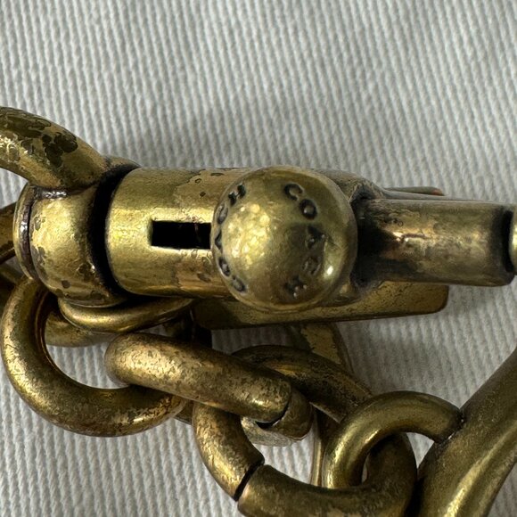 Coach Solid Signature C Bag Charm Keychain Key Fob 1635 Brass Gold - Picture 9 of 9